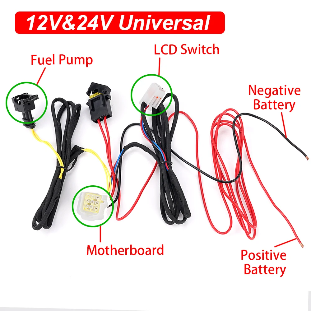12V24V Universal Black Plug Parking Heater Accessory Wiring Harness  Connect The Main Board Switch Oil Pumpstart Power Supply