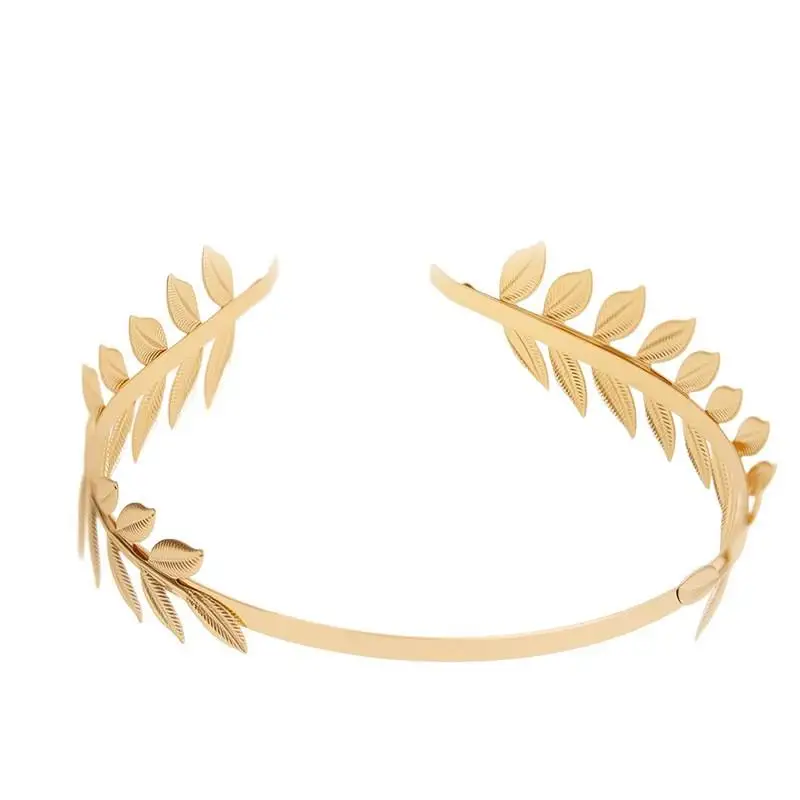 【B】Retro Gold Color Leaf Headband Headpiece Crown Tiara Headdress Goddess Greek Head Jewelry  Wedding Hair Accessories view 6
