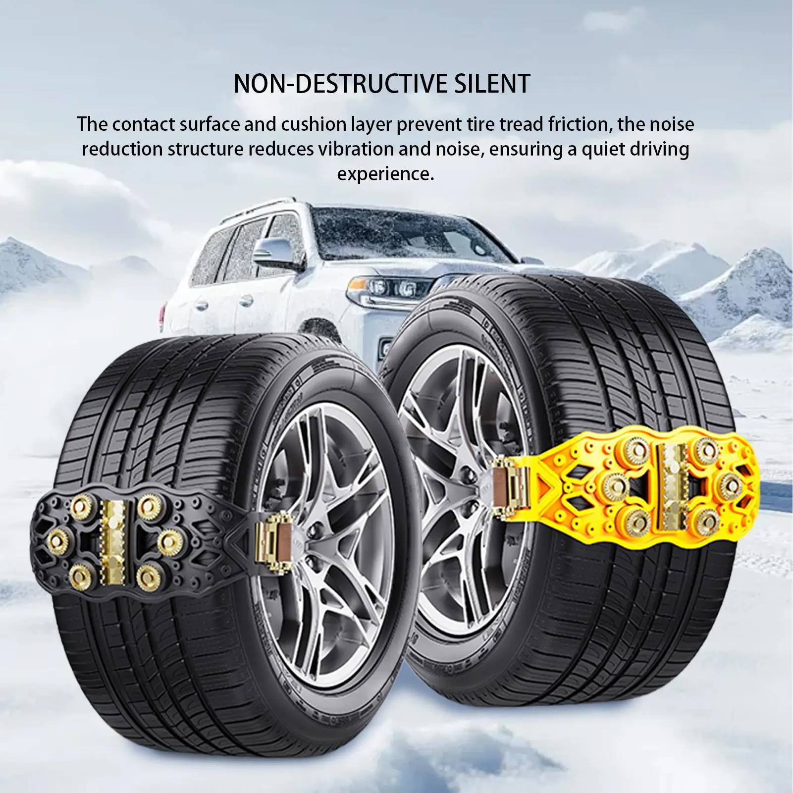 Snow Chains For Trucks Spikes Cleats Anti-Slip Quiet Heavy-Duty Tire Chains For Pickup Trucks For Ice Winter Hiking Trailer