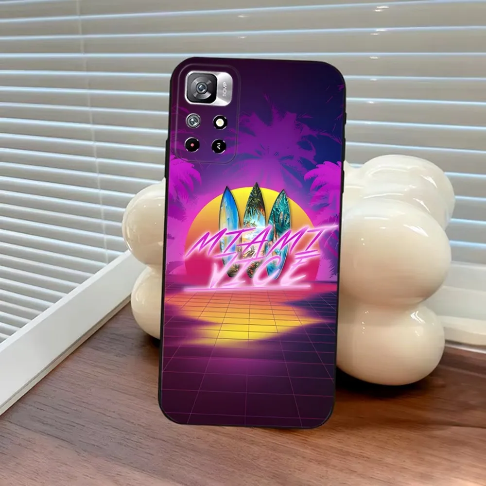 Retro Miami Beach Phone Case For Samsung S25,S24,S23,S22,S21,FE,S30,S20,S10,Plus,Ultra,Lite 5G Silicone Cover