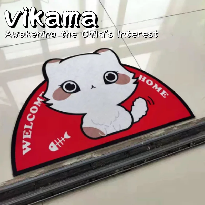 

VIKAMA Playful Kitty Welcome Mat Cat Rug with Non-Slip Backing Children's Room and Whimsical Home Decor Montessori Entryway Rugs