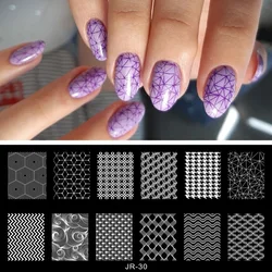 12*6cm Geometric Pattern Nail Stamper Plates 30Design Decorations Stamp Stamping Template Manicure Template Geometry Theme (t01)