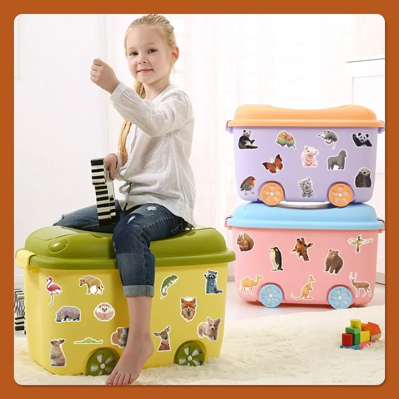 50 Pcs Zoo Sticker Set for Kids Fun Amusement Park Educational Toy Cartoon Animal rabbit bear penguin Classic Toys Sticker