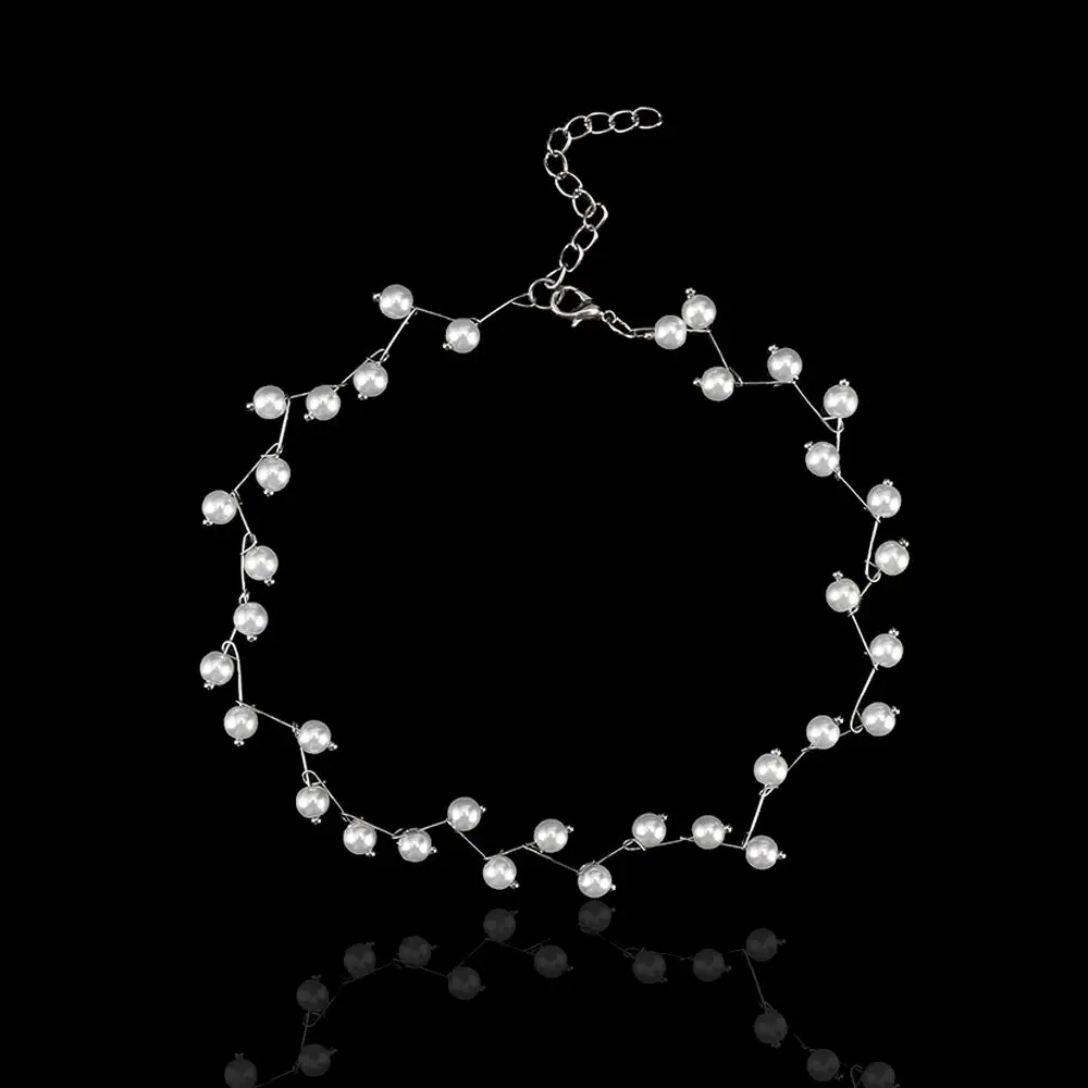 Collier de clavicule de perle simulée pour femme, bijoux féminins élégants, mariage, mariée