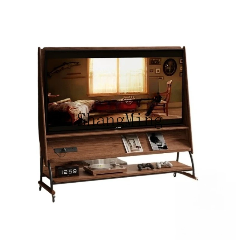 

ZYY solid wood movable living room home modern simple floor storage storage TV cabinet