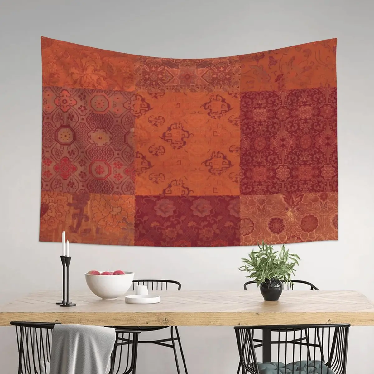 

Vintage Bohemian Quilt in Burnt Orange Tapestry Home Decorating Decor Home Tapestry