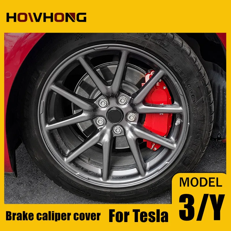 Brake Caliper Cover For Tesla MODEL 3 Y 4 Pcs Car Exterior Accessories High Hardness Alloy Wheel Hub  Modification Special Use