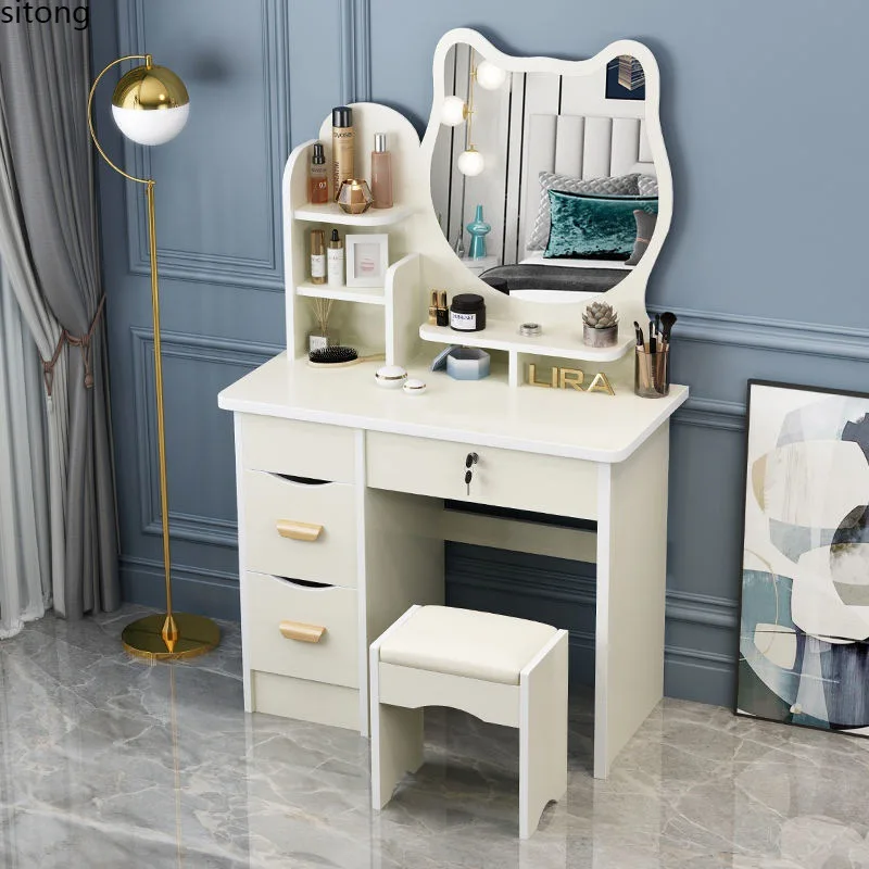 Dressing table, bedroom, simple and modern makeup table, mirror, bedside storage cabinet, fashionable internet celebrity Instagr