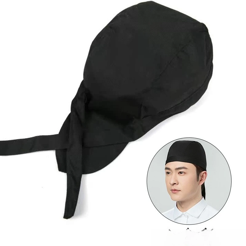 패스트푸드 주방 작업복을 위한 남녀공용 요리사 모자 뉴스보이 피크드 해적 반다나 캡