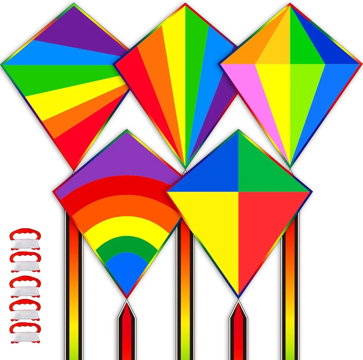 

5-Pack Butterfly & Rainbow Kites for All Ages, Easy to Fly in Low Wind, Perfect for Beach and Outdoor Family Activities