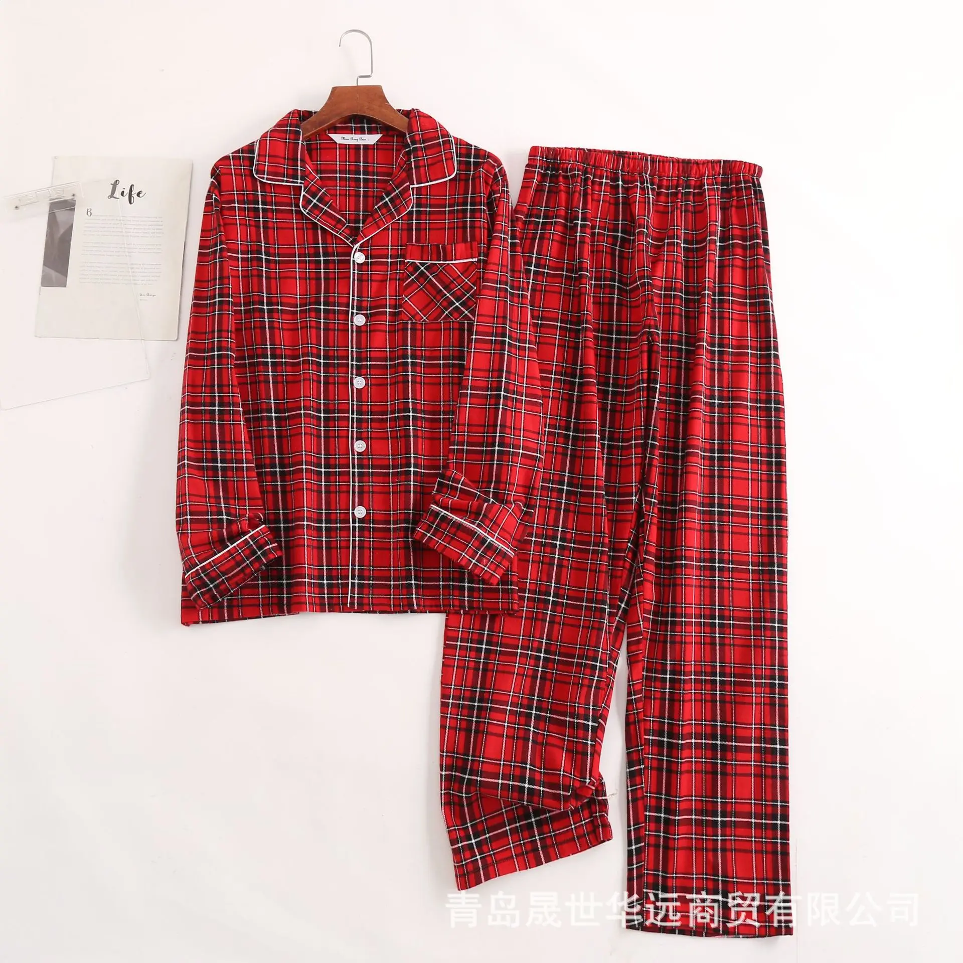 

Хлопковые фланелевые уютные клетчатые пижамы для мужчин и женщин, свободный пижамный комплект, длинные брюки с длинными рукавами, одежда для сна, большие размеры, домашняя одежда для пар