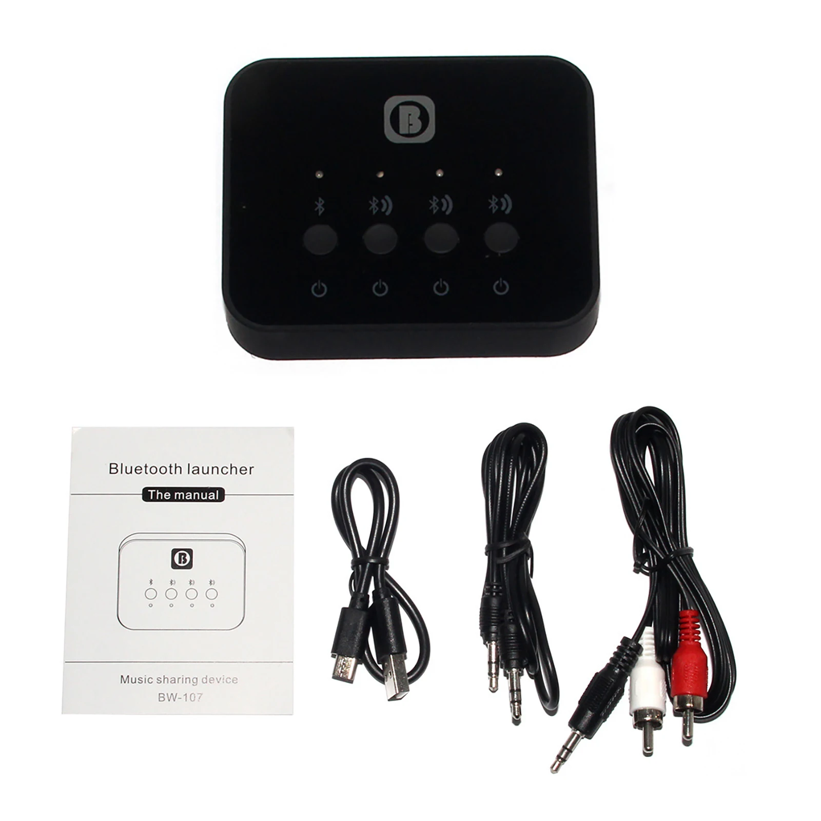 Imagem -06 - Stereo Lançador Splitter Adaptador Dispositivo Transmissor de Música Compartilhamento de Áudio Switcher para tv Fones de Ouvido dc 5v 13 Bluetooth 4.0