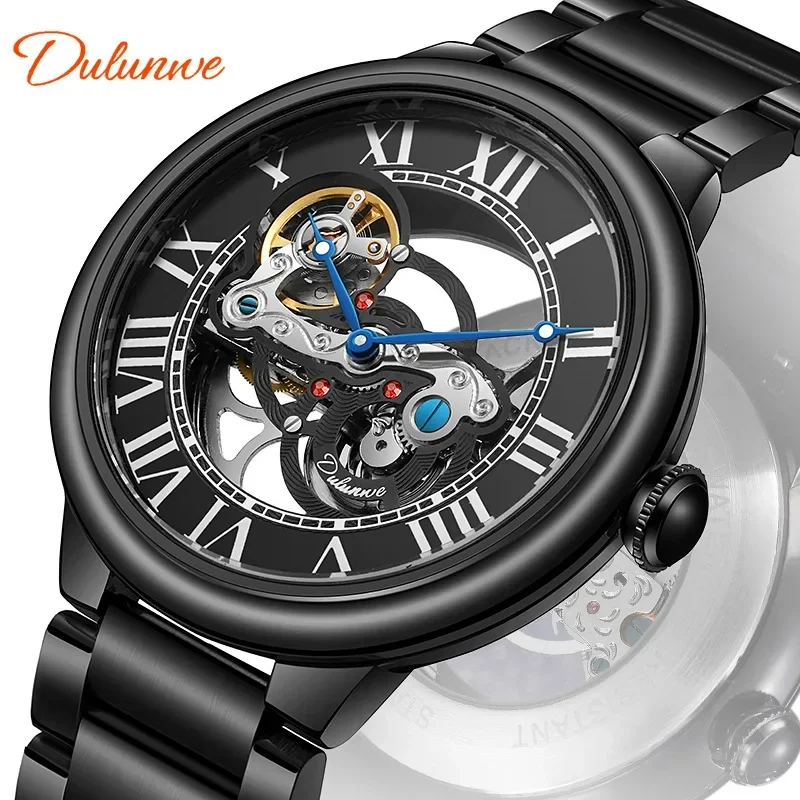 High Quality Man Fully Automatic Tourbillon Hollow-out Mechanical Watch Waterproof Glow-in-the-dark Sports Watch for Men