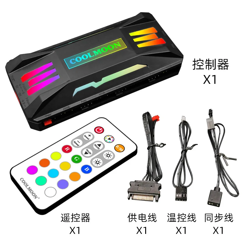 COOLMOON RGB Controller 4Pin PWM 5V 3Pin ARGB Cooling Fan Ventilador Smart Remote Control for PC Case Chassis Cooler