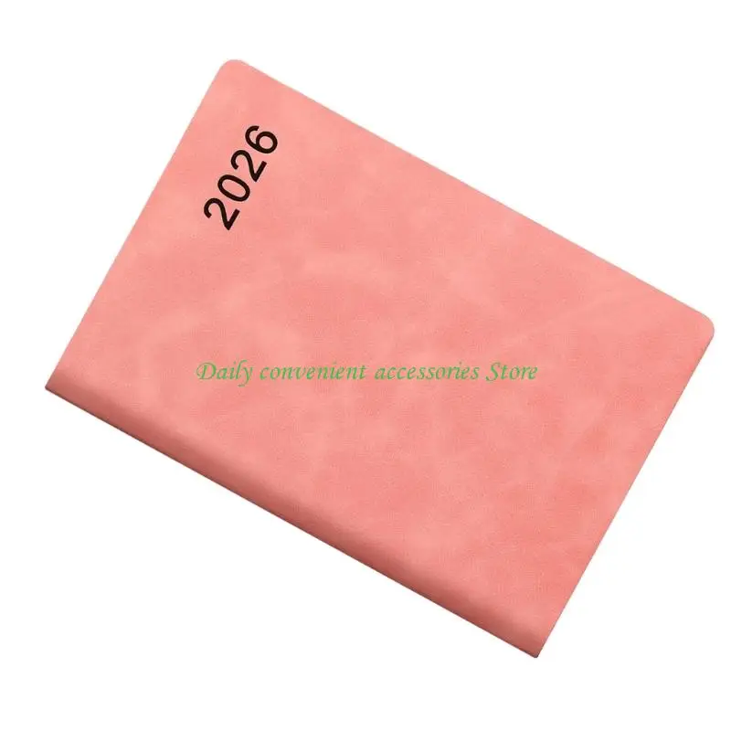 97QB 2026 Diário diário 360 páginas forrado couro, planejador diário capa mole, planejador acadêmico com marca mensal para