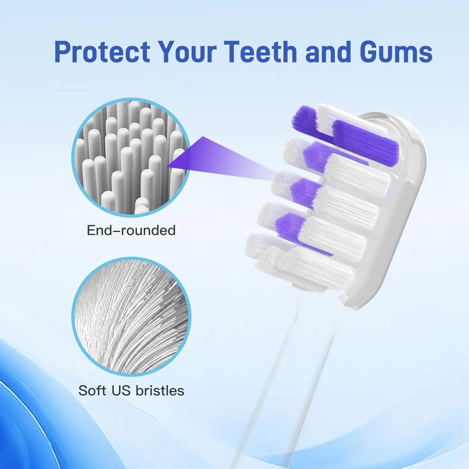 10 Pcs/Pack Replacement Toothbrush Heads For Laifen Wave Electric Toothbrush, Cleansing and Brightening , Transparent image 5
