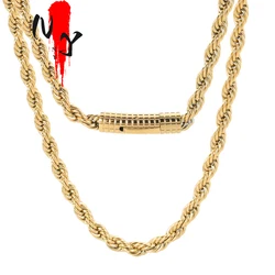 Fashion Twist Chain Necklace-Stainless Steel Rope Jewelry for Men Women 6mm Coarse chain 16-30inch