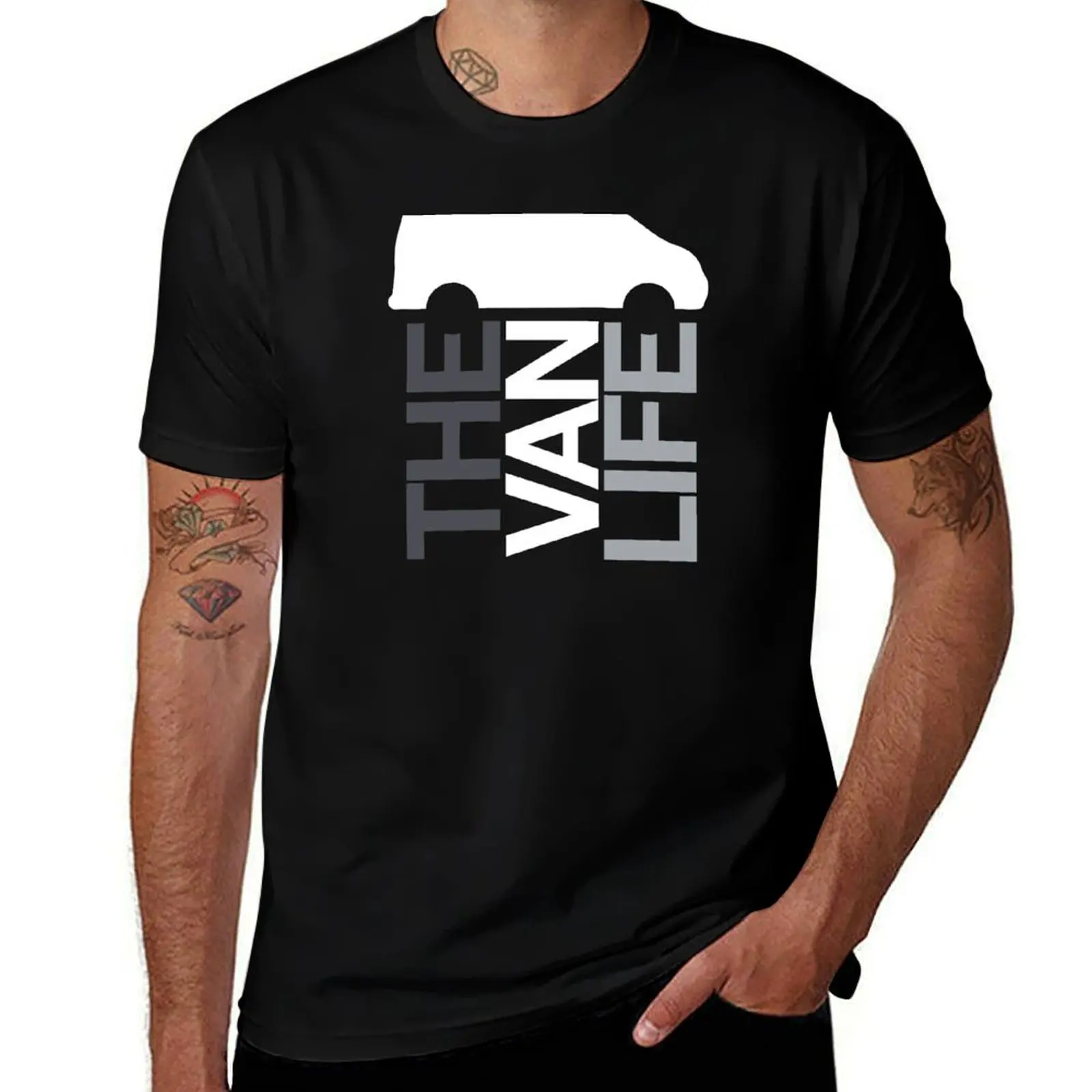 The Van Life Logo : greyscale T-Shirt Plus Size Outdoor Casual Top T-Shirt