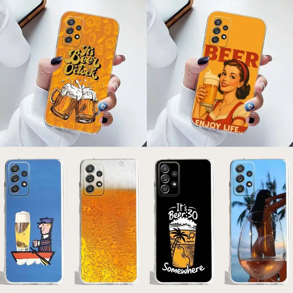 

Lnteresting Beer Printing Phone Case Silicone For Samsung S30,23,21,22,20 FE lite,S10,9,PIus Note20ultra Soft Transparent