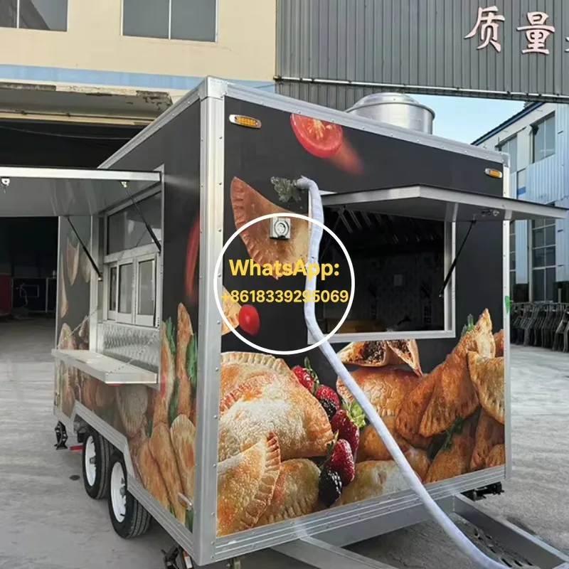 Customized BBQ Food Truck Hot Dog Small Square Trailer Compact Mobile Kitchen Turnkey Setup NSF Certified Stainless Steel 2025