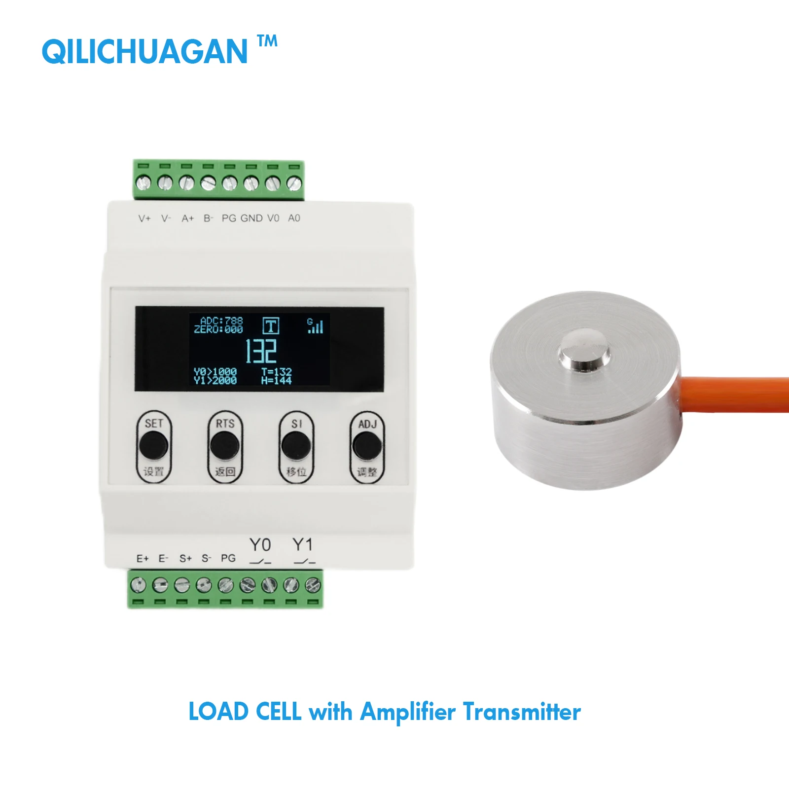 

Miniature Load Cell + Transmitter Amplifier With Display,Test Compression Force Weight Pressure Sensor Range 5kg 10kg 20kg 50kg