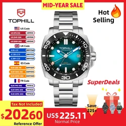 TOPHILL 43mm NH34 GMT Men Watch Automatic Mechanical Wristwatch 300M Dive Sapphire Ceramic Bezel Luxury Luminous 3H Date TD012G