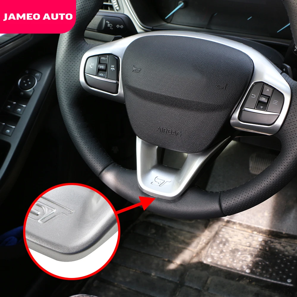 Car Steering Wheel Trim Control Button Frame Cover for Ford Fiesta MK8 2017 2018 2019 2020 2021 Accessories ABS Carbon Fiber ST