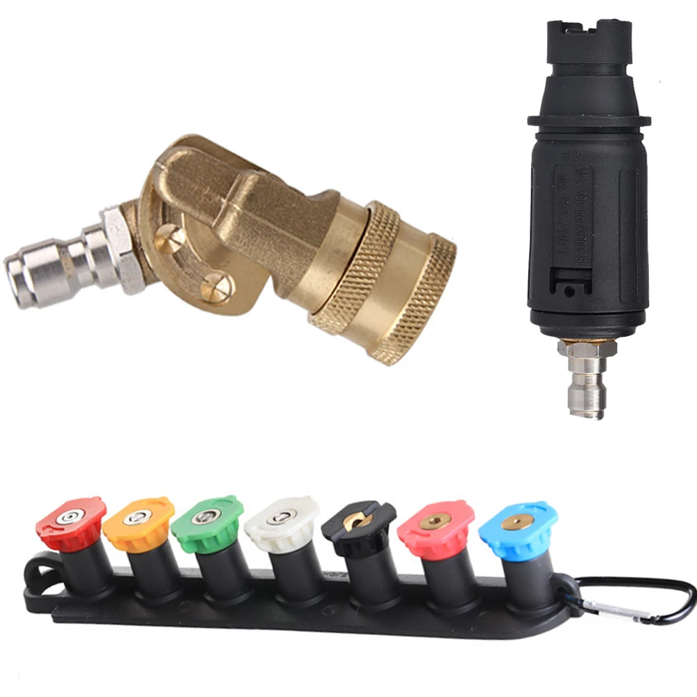 High Pressure Cleaning Nozzle Fittings 1/4 Brass 5 Speed or7 Speed 180° Rotary Adjustable Turning Joint with Seven Color Nozzle