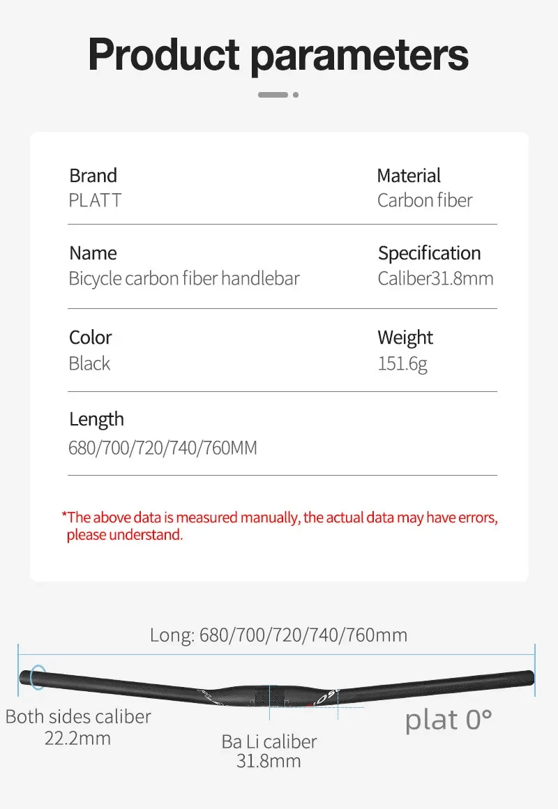 3K Matte Frosted Carbon Fiber Mountainbike MTB Lenker 31,8 mm Durchmesser Benutzerdefinierte Länge Optionen 600 mm bis 740 mm – Detail 2