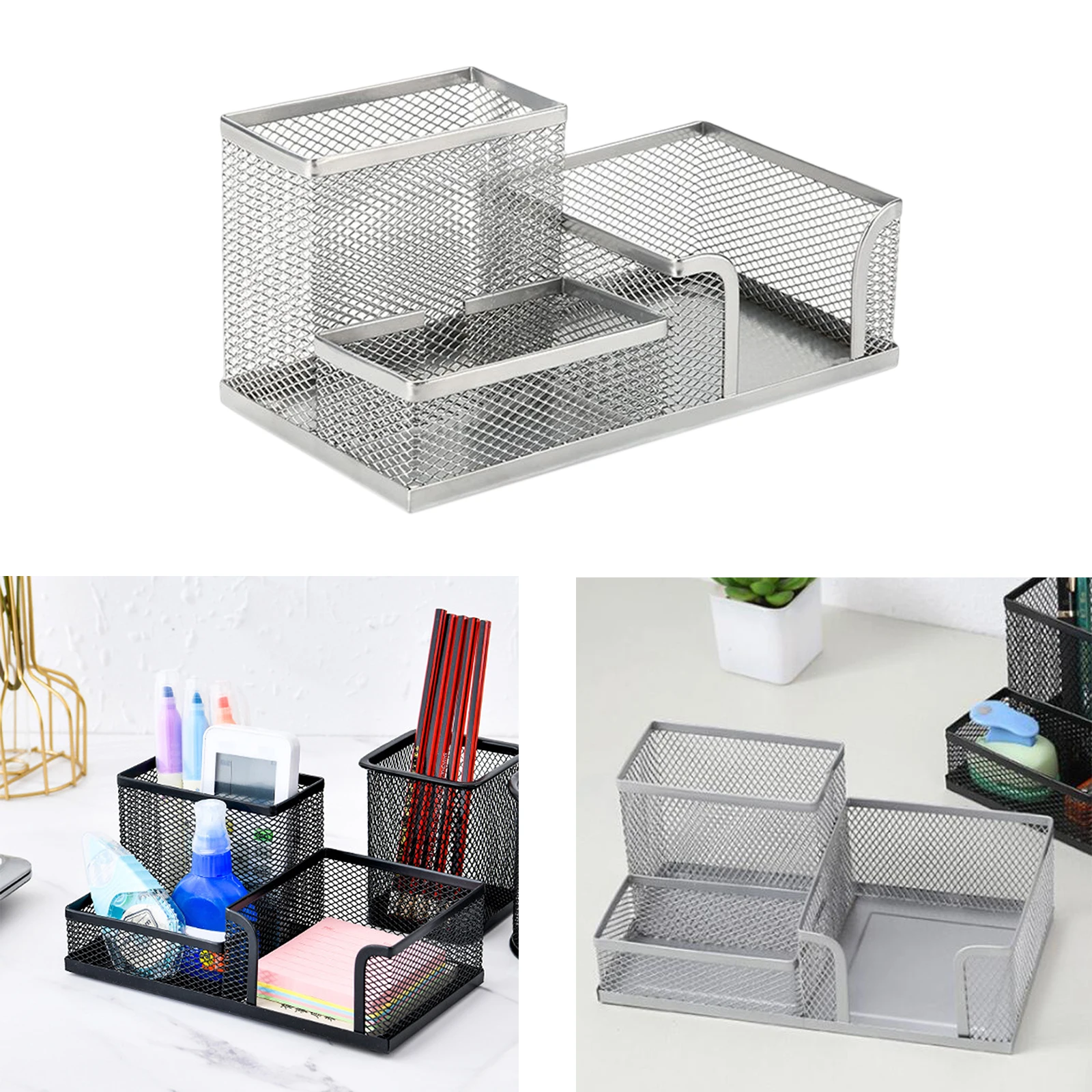 Imagem -05 - Organizador de Mesa com Cestas de Armazenamento Suporte de Lápis Material de Escritório Compartimentos Caixa de Armazenamento para Desktop Casa