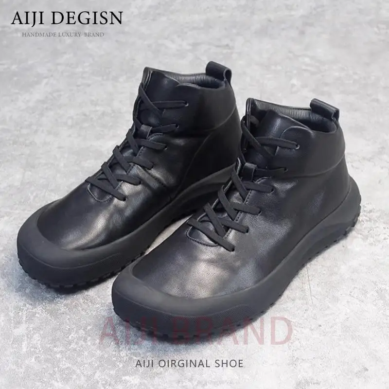 

Casual Sport Thick Sole Office Oxford Boots Male Autumn Winter Shoes Handmade Genuine Leather High Top Shoes Men Ankle Boots