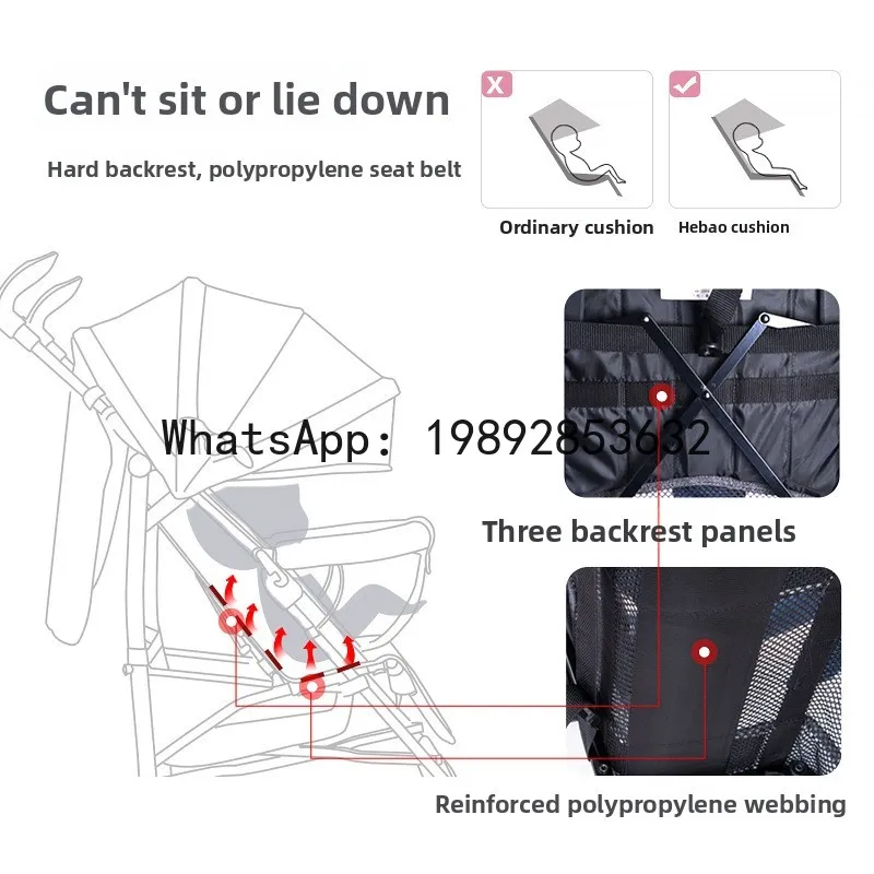 Cochecito de bebé para niños, ligero, puede sentarse y acostarse, absorción de impacto, cochecito de bebé plegable