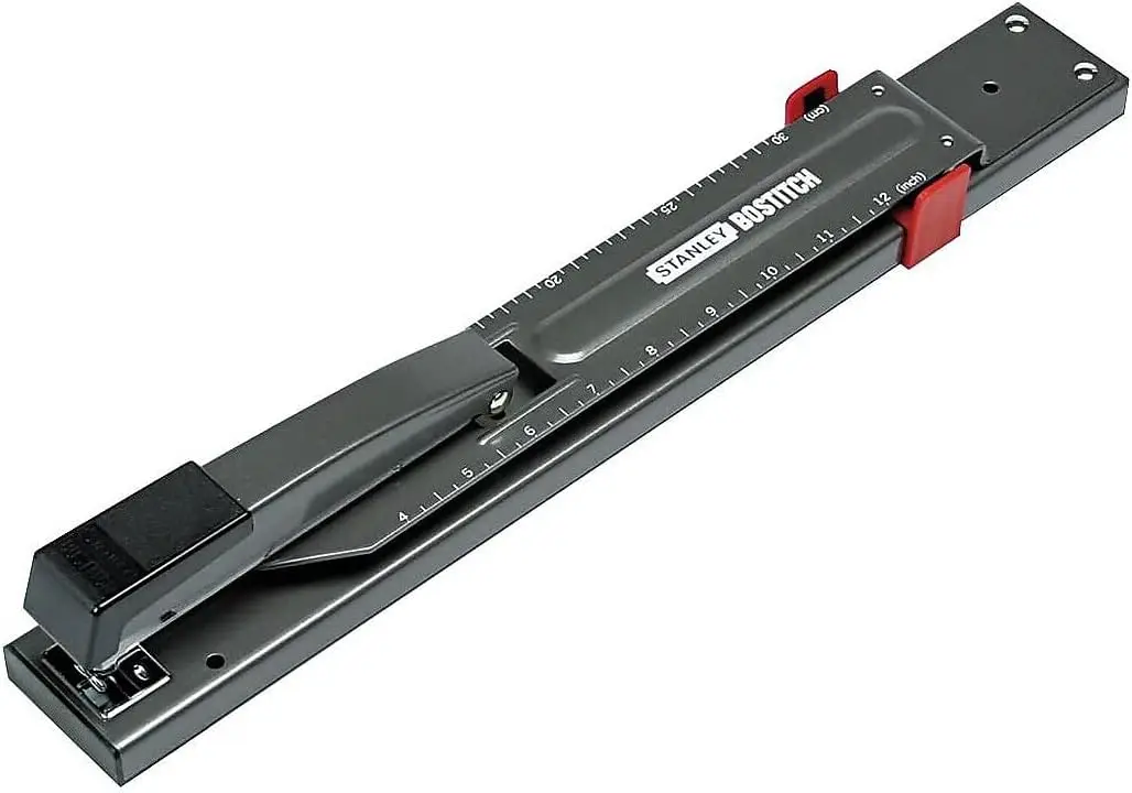 

Anti-Jam Long Reach Stapler, 20 Sheet Capacity, Adjustable Paper Stop, Durable All Metal Construction, Black