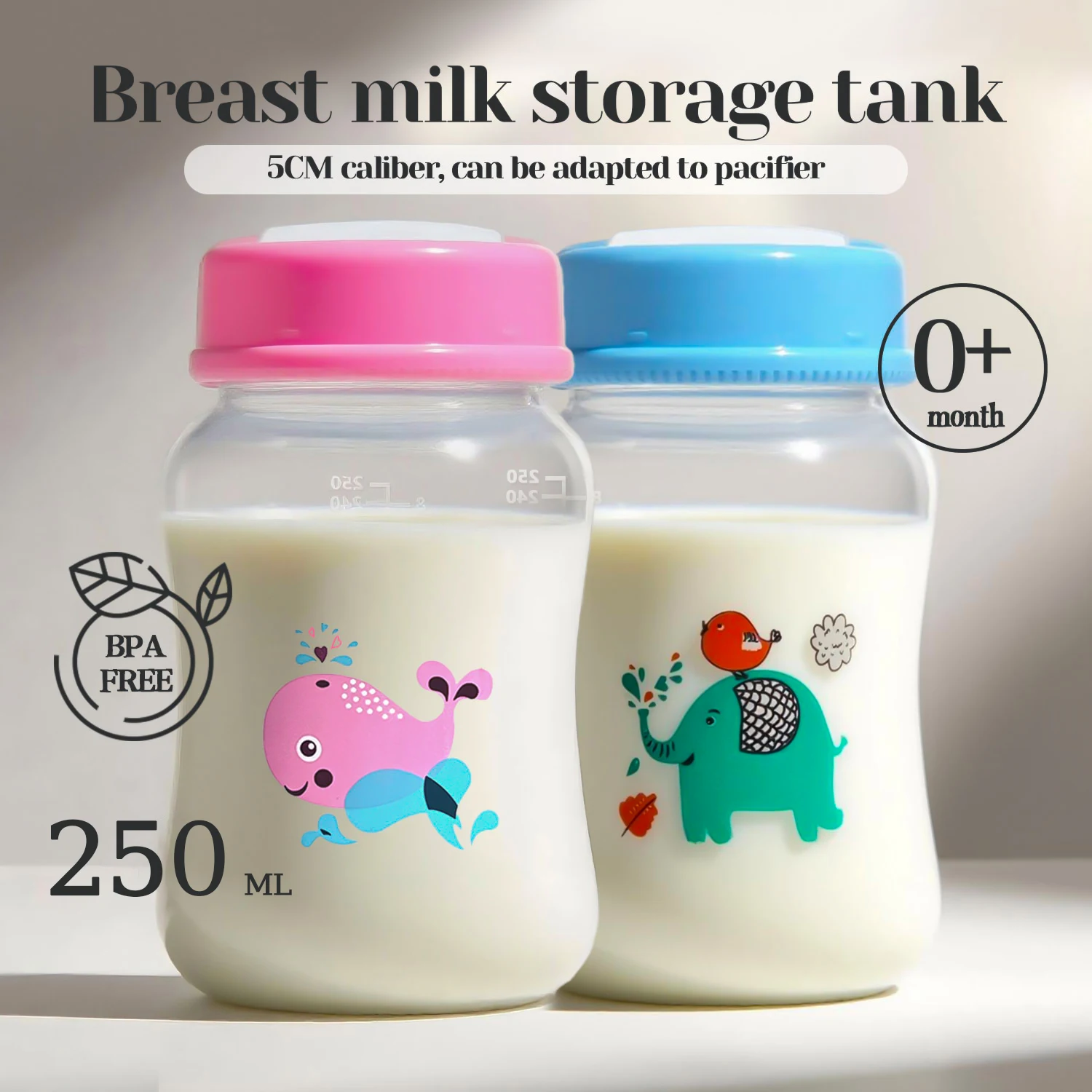

Wide-caliber breast milk storage bottle, silicone gasket, fresh-keeping bottle, sterile, refrigerated and leak-proof 250ml