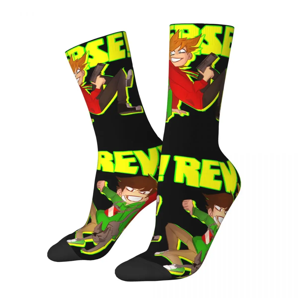 Funny Happy Eddsworld Reverse AU Men's Socks Vintage Harajuku Eddsworld Hip Hop Novelty Pattern Crew Crazy Sock Gift Printed