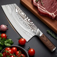 Advanced stainless steel forged chef knife, laser Damascus pattern sharp blade, suitable for meat, fish and vegetables, kitchen