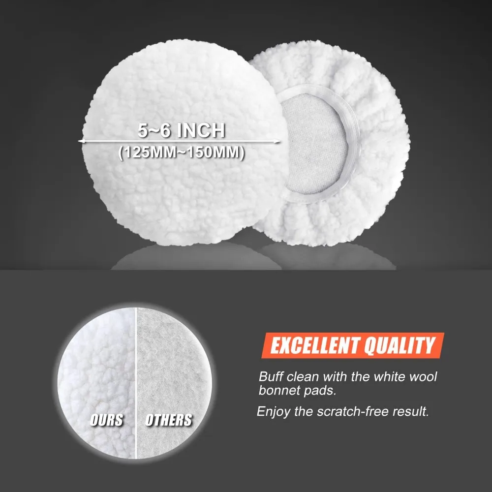 6 Inch Car Polishing & Buffing Sponge Pads Kit Wool Bonnet Pads for Household Electric Drill and Auto Polisher with 8mm M14 Drill Adapter for Washing Cleaning Waxing Dusting, 11PCS view 4