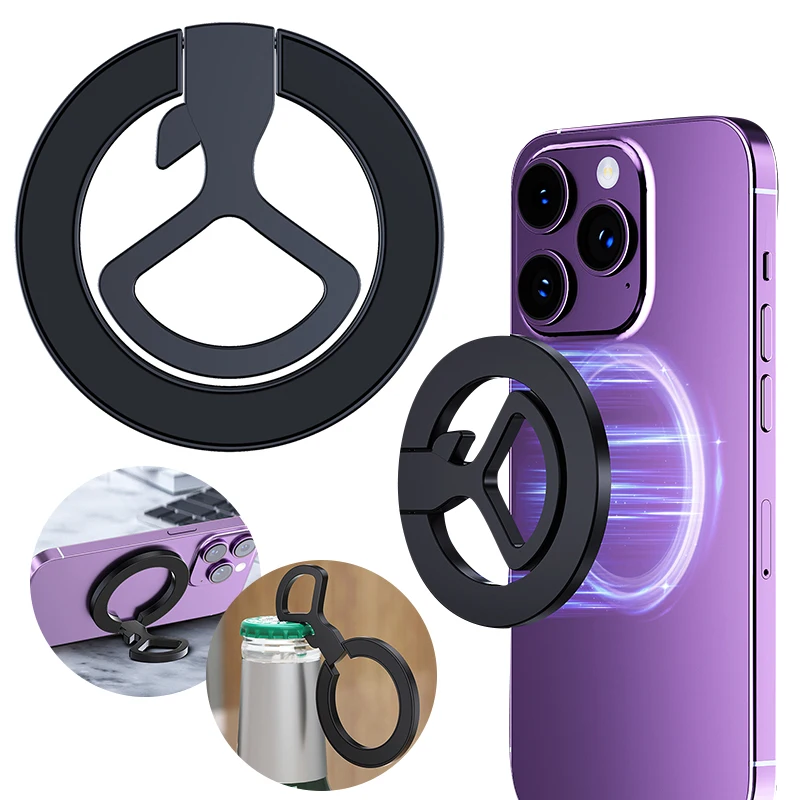 3 in 1 Magnetic Cell Phone Ring Holder Bottle Opener 360°Rotation Phone Grip Finger Ring Holder Stand for iPhone 15/14/13 Series