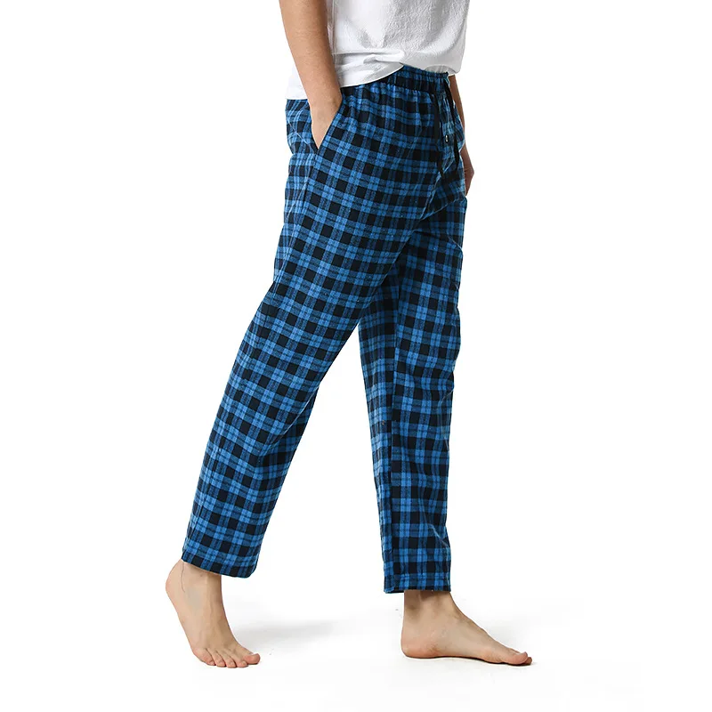 Nam Nhà Quần 100% Cotton Siêu Mềm Nam Quần Jogger Dài Thấm Hút Mồ Hôi Cho Dép Nỉ Kẻ Sọc Pijama Quần Đỏ Xanh Xanh Đen Trắng 0224-1