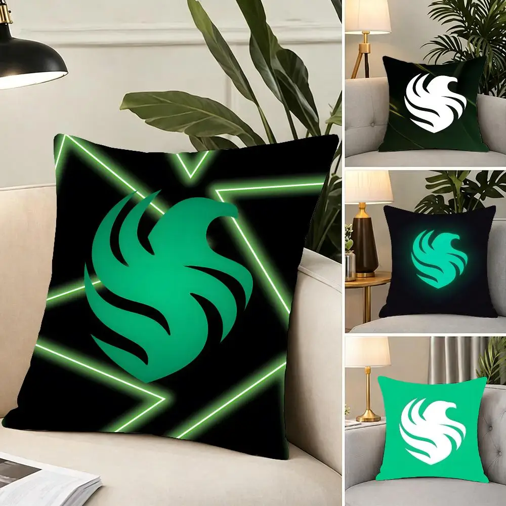 Esports Team Team Falcons Cushion Cover Portable floor cushion for travel Yoga Minimalist text 2way tricot