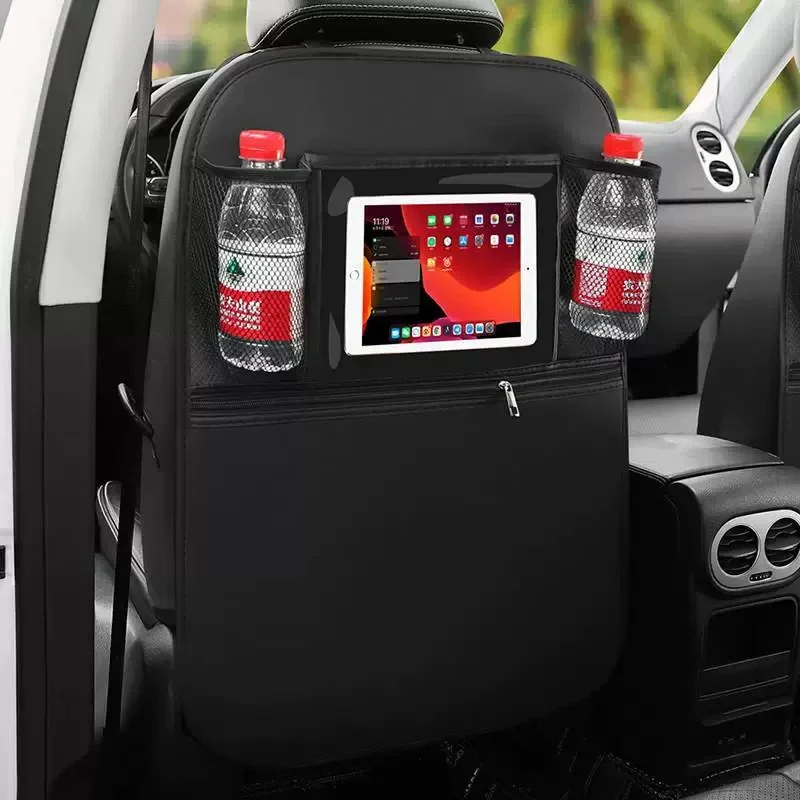 

Car Backseat Storage Bag with Tray Seat Back Organizer Tissue Holder Storage Mesh Wear-Resistant Anti Kick Pad Auto Accessory