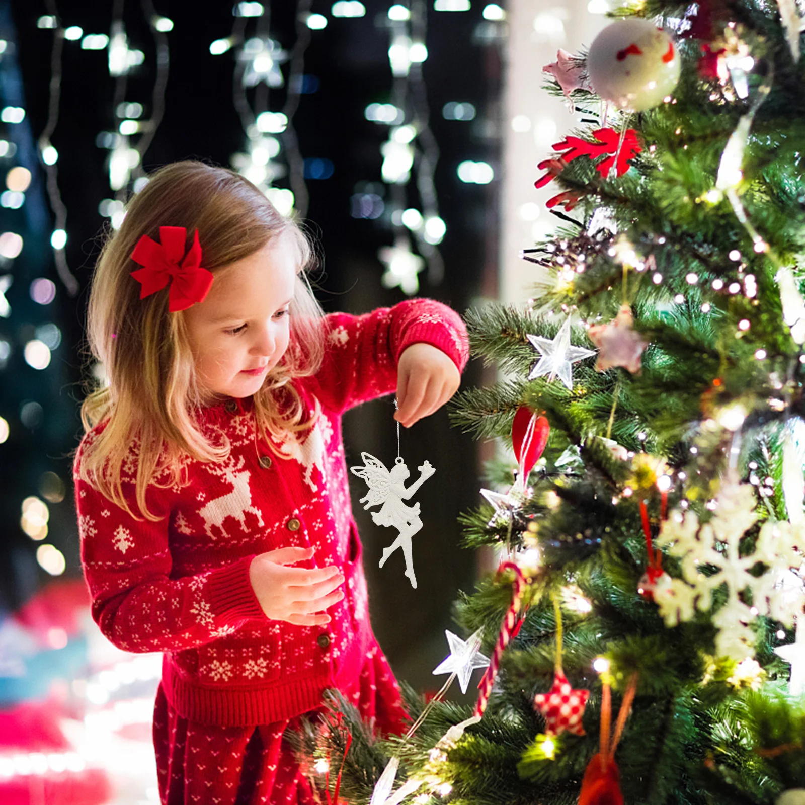 

10Pcs Christmas Tree Pendant Hanging Ornament White Plastic Decorative Xmas Supply Party Home Hotel Mall Hanging Decor