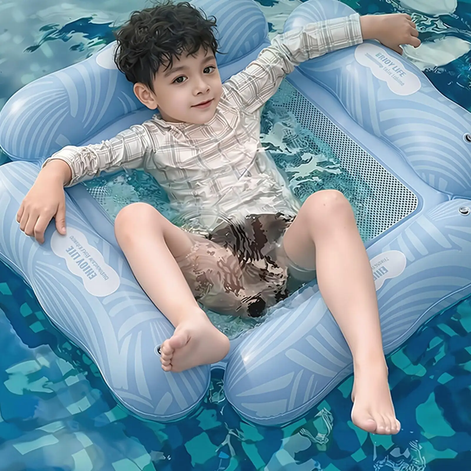 Heavy Duty Pool Float Chair Leakproof PVC Inflatable Saddle Lounger for Pool Lake Beach, Backyard Hotel Floating Lounge Chair