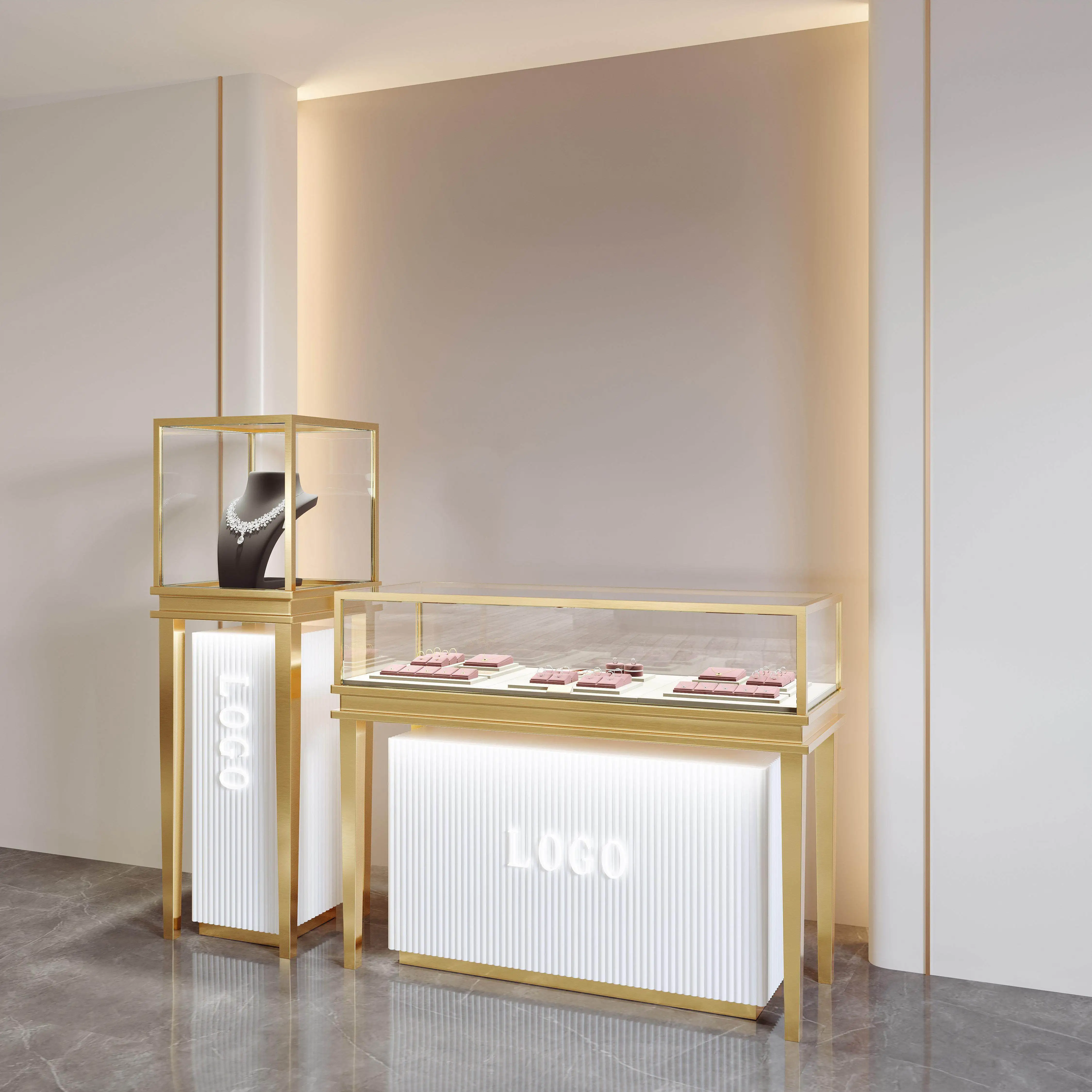 Jewelry Cabinet Jewelry Display Cabinet Watch Gold Silver Jewelry Glasses Glass Sample Product Display Counter Customization