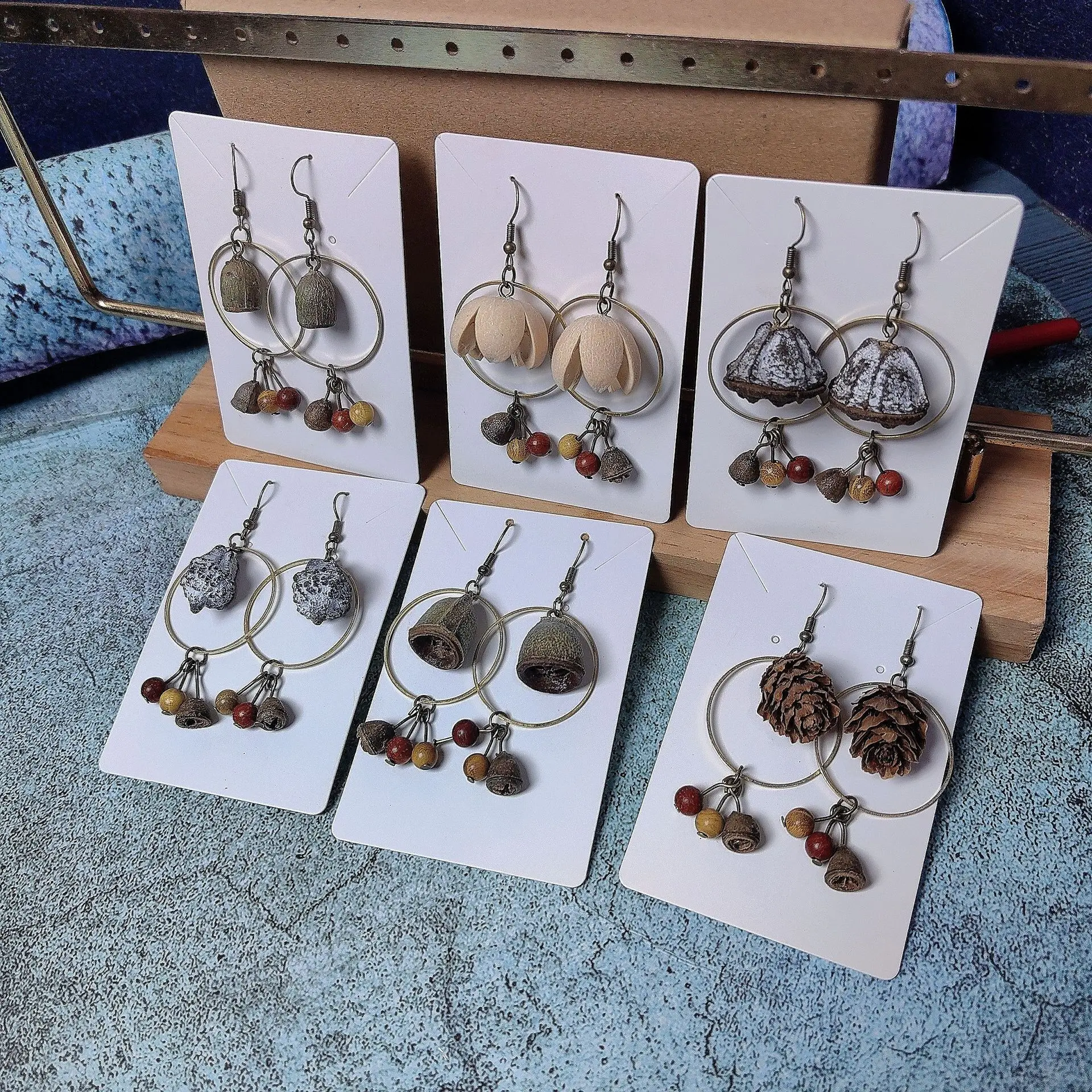 

Original Forest-Style Earrings - Natural Plant Dried Fruit, Unique Design, Wooden Retro Earrings, Handmade-INS Style