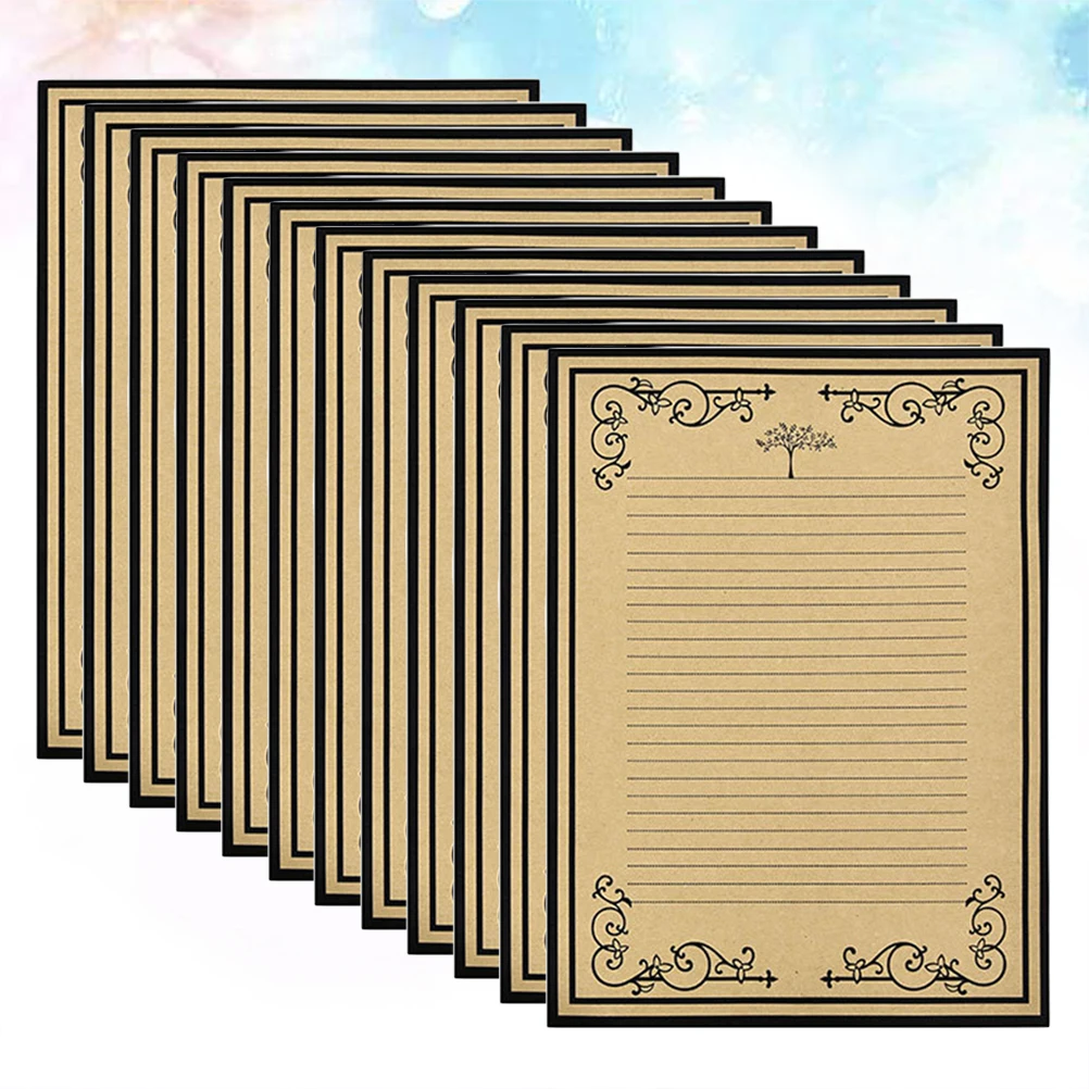 

96pcs Vintage Kraft Writing Paper Retro Stationery Letter Paper For Notes Writing School Student Warm Color Charming Pattern