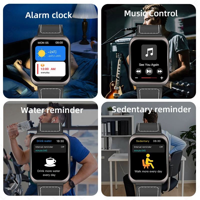 Novo relógio inteligente para homens mulheres bt chamada smartwatch 1.83 "para android ios rastreador de fitness relógio pedômetro monitor de sono freqüência cardíaca