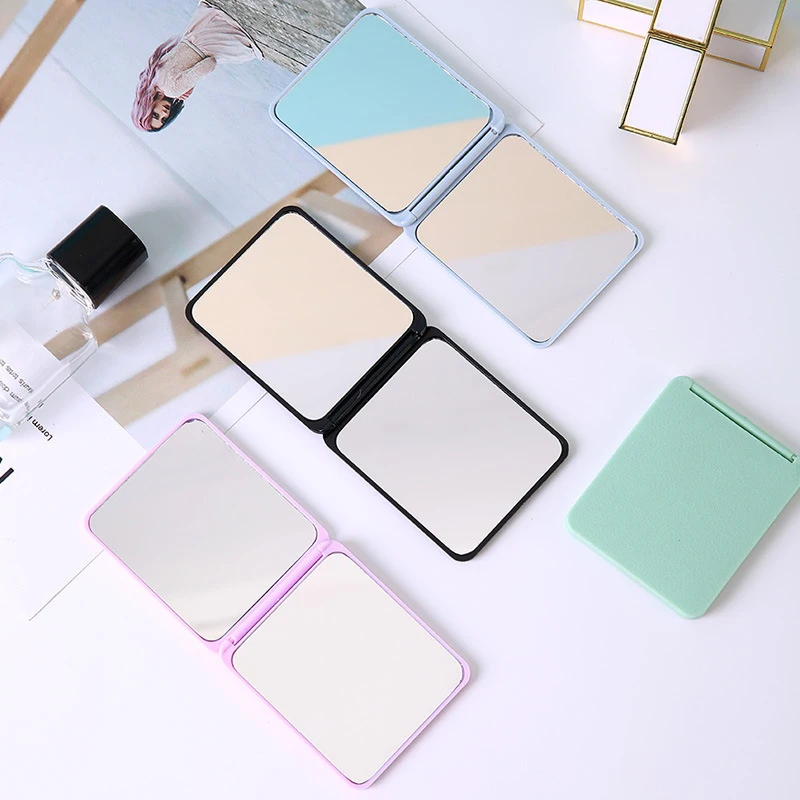 Plastic Folding Mirror Pocket Mini Portable Makeup Mirrors Travel Hand Small Mirror Vanity Foldable Compact Cosmetics Tools