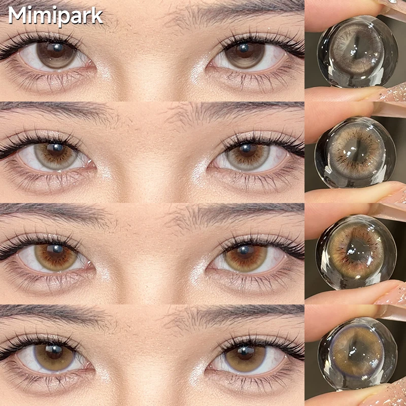 MIMI PARK Lentilles de contact colorées brillantes grand diamètre 2 pièces Livraison gratuite Lentilles premium demi-annuelles pour fête et cosplay 0.00-8.00D