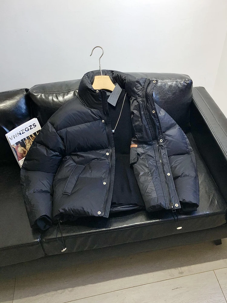 Winter Thiened Casual Men's down Jaet 2025 New White Du Feather Pure Color Refreing Sle Trendy Zipper Closure Outer...